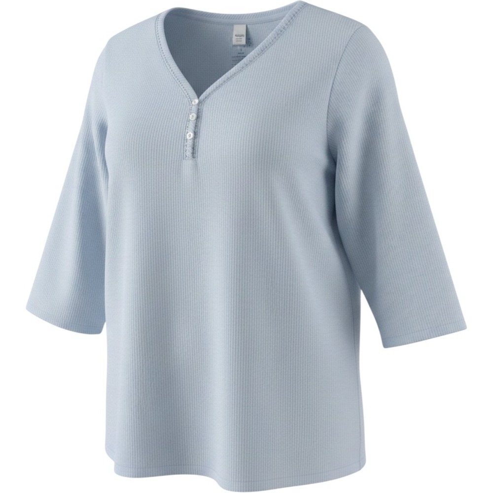 Croft & Barrow Women size 1XL soft Light Blue Ribbed Henley V-Neck Sleep Top NWT